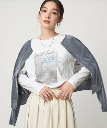 ＜at ease＞相片印花長袖T恤