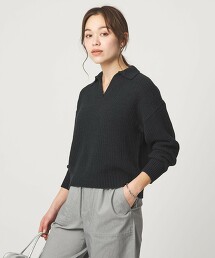 扁平紗開襟領針織上衣