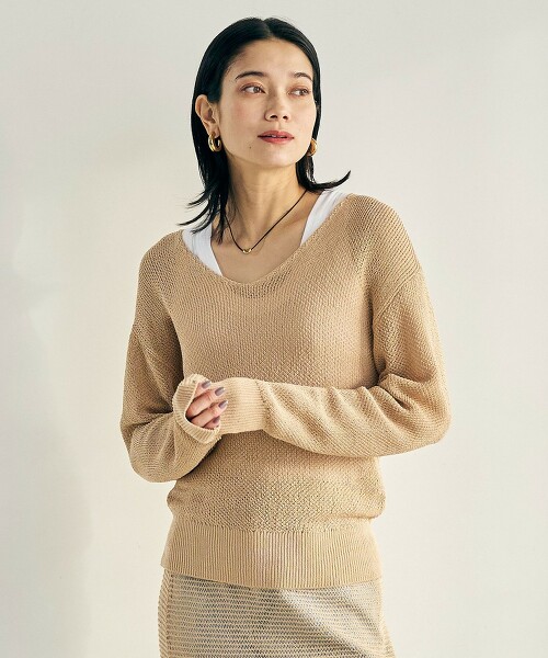 ＜SEASONAL COLLECTION＞螺旋紗V領針織衫