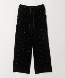 刺繡天鵝絨長褲
