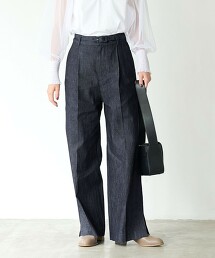 【特別訂製】＜ELIN＞丹寧附腰帶長褲