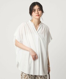 肩打摺開襟領罩衫