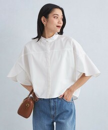 抗UV荷葉袖短版襯衫