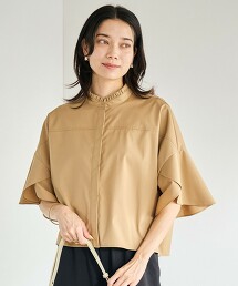 抗UV荷葉袖短版襯衫