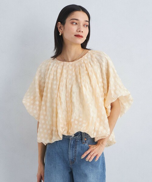 ＜TORRAZZO DONNA＞圓點烏干紗氣球罩衫