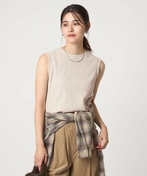 混色毛圈紗布無袖上衣