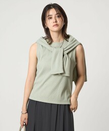 混色毛圈紗布無袖上衣