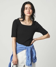 鎖骨彈性針織T恤 抗菌