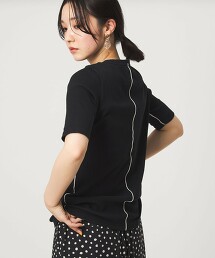 ＜at ease＞透膚羅紋抽針撞色上衣