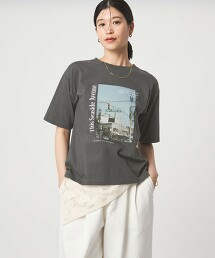 ＜at ease＞拼色相片印花短袖上衣