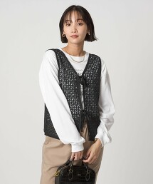 網眼2WAY無袖針織衫