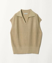 混色開襟領針織背心