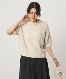 綁結毛線短袖針織上衣