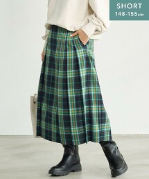 【WEB限定】［ SHORT /H148-155cm］ 格紋 打摺裙子