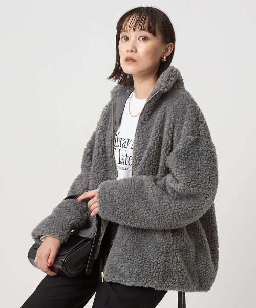 毛絨刷毛立領短外套