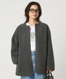 毛絨刷毛無領短外套