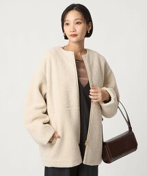 毛絨刷毛無領短外套