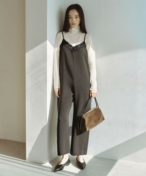 ＜SEASONAL COLLECTION＞蕾絲吊帶連身褲