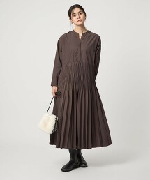 水洗打摺長袖洋裝