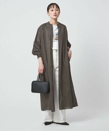 抓皺素色襯衫洋裝