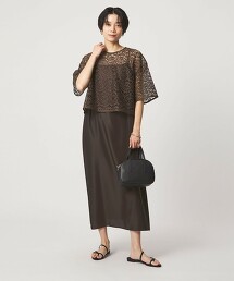 蕾絲罩衫×吊帶洋裝套組 