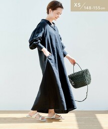 【WEB限定】［XS /H148-155cm］克特雷特亞麻 開襟領 洋裝