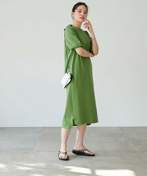 ＜ VERY × green label relaxing ＞燈籠袖 T恤 洋裝 -接觸冷感- 日本製