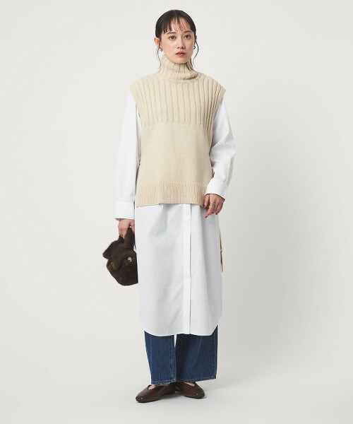 針織背心 × 襯衫洋裝套組