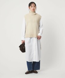 針織背心 × 襯衫洋裝套組