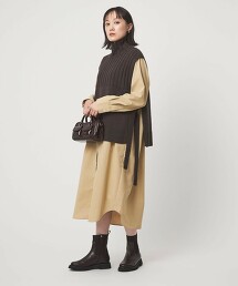 針織背心 × 襯衫洋裝套組