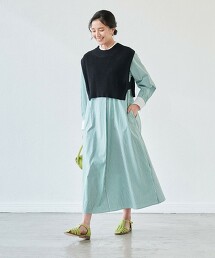 針織 背心 ＆ 襯衫 洋裝 套組