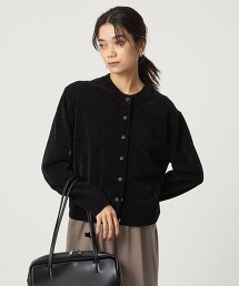 摩爾紗毛線圓領開襟衫