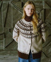 北歐風圖騰緹花開襟衫