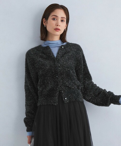 金絲圓領針織開襟外套