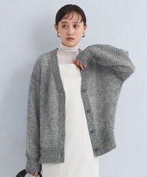 透膚混馬海毛V領開襟外套