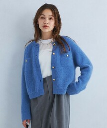 絨毛混狐狸毛開襟外套