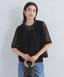螺旋透紋短袖針織外套 