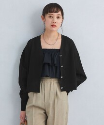 泡泡袖透膚針織外套