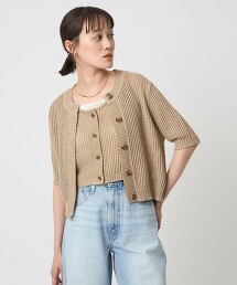 網眼針織短袖開襟衫