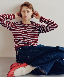 【預購】＜To b. by agnes b.聯名＞多彩橫條紋針織外套