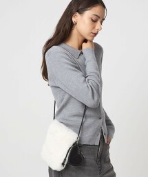 愛心吊飾皮草單肩包