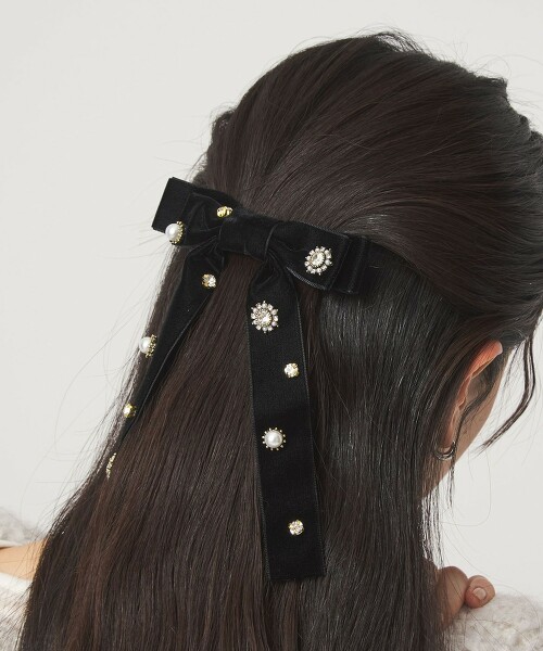 水鑽裝飾蝴蝶結髮夾