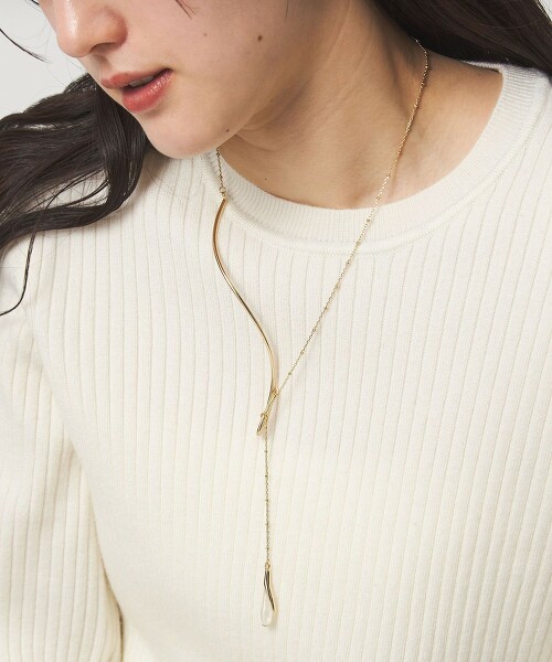 波浪金屬＆透明水滴項鍊