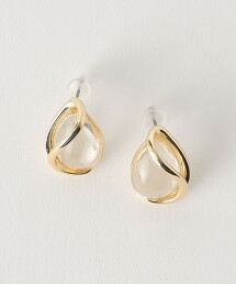 透明水滴金屬框耳釘