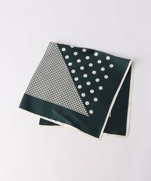 絲綢 拚色印刷 迷你 方巾 日本製