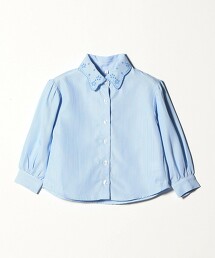 領口刺繡條紋襯衫 100cm-130cm