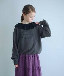 蕾絲領毛圈布上衣 100cm-160cm