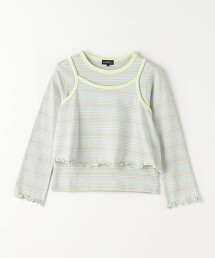 多彩橫條紋吊帶背心＋上衣套組 100cm-130cm