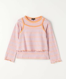 多彩橫條紋吊帶背心＋上衣套組 100cm-130cm