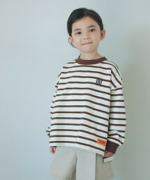 【特別訂製】＜UNIVERSAL OVERALL＞橫條紋長袖上衣 100cm-130cm